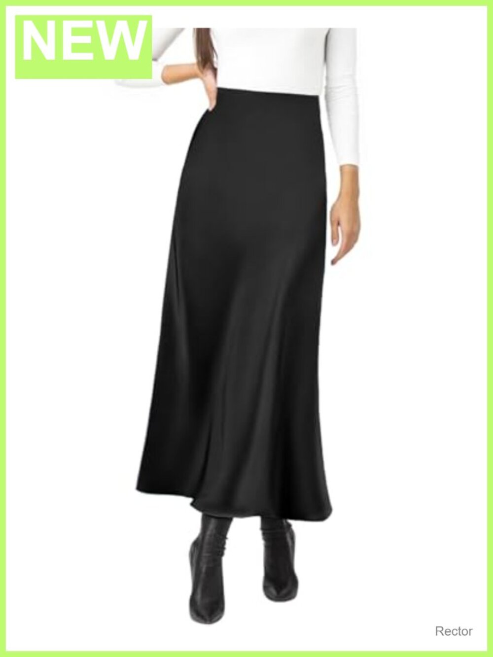 Satin High Waisted Maxi Skirt A-Line Flared Hem Elegant Fall